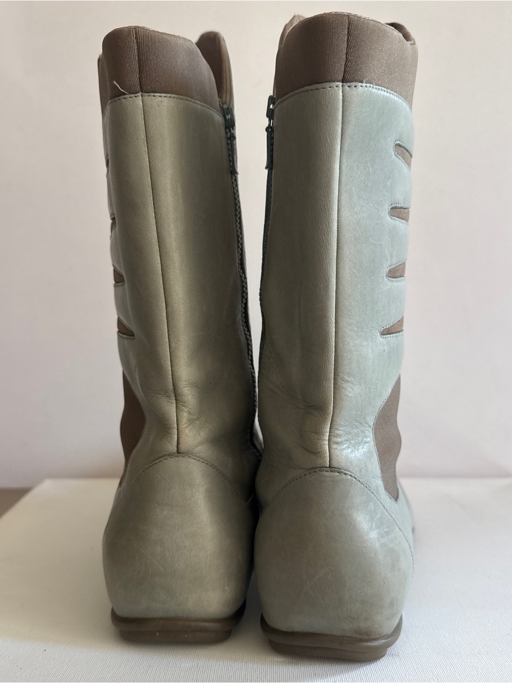 Tsubo Vintage Y2K Futuristic Leather Stretch Light Blue Mid-Calf Boots Size 10 - Picture 9 of 13